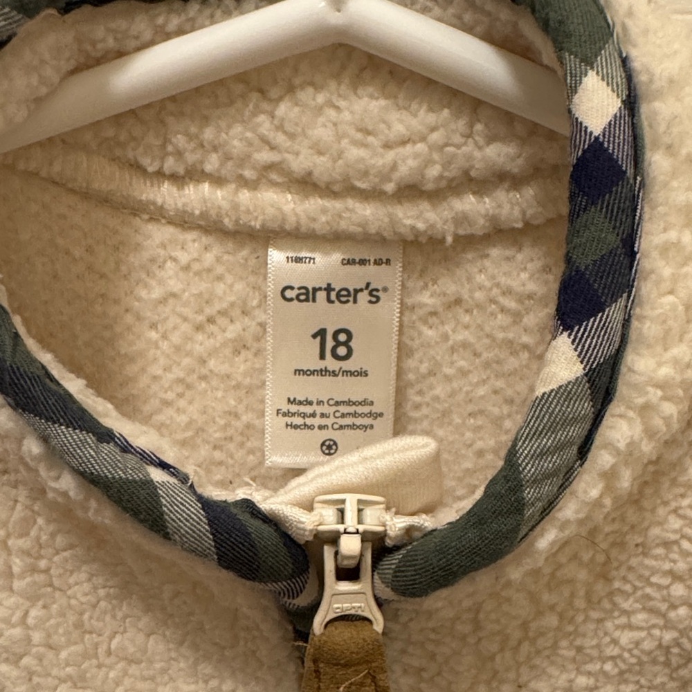 Carter's Cream Fleece Kids Footie - Picture 2 of 4